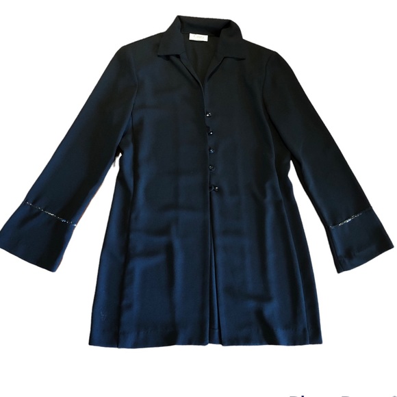 Laura Long Dressy Black Blazer with fancy Accent sleeves Like New Sz 8 - Picture 1 of 7